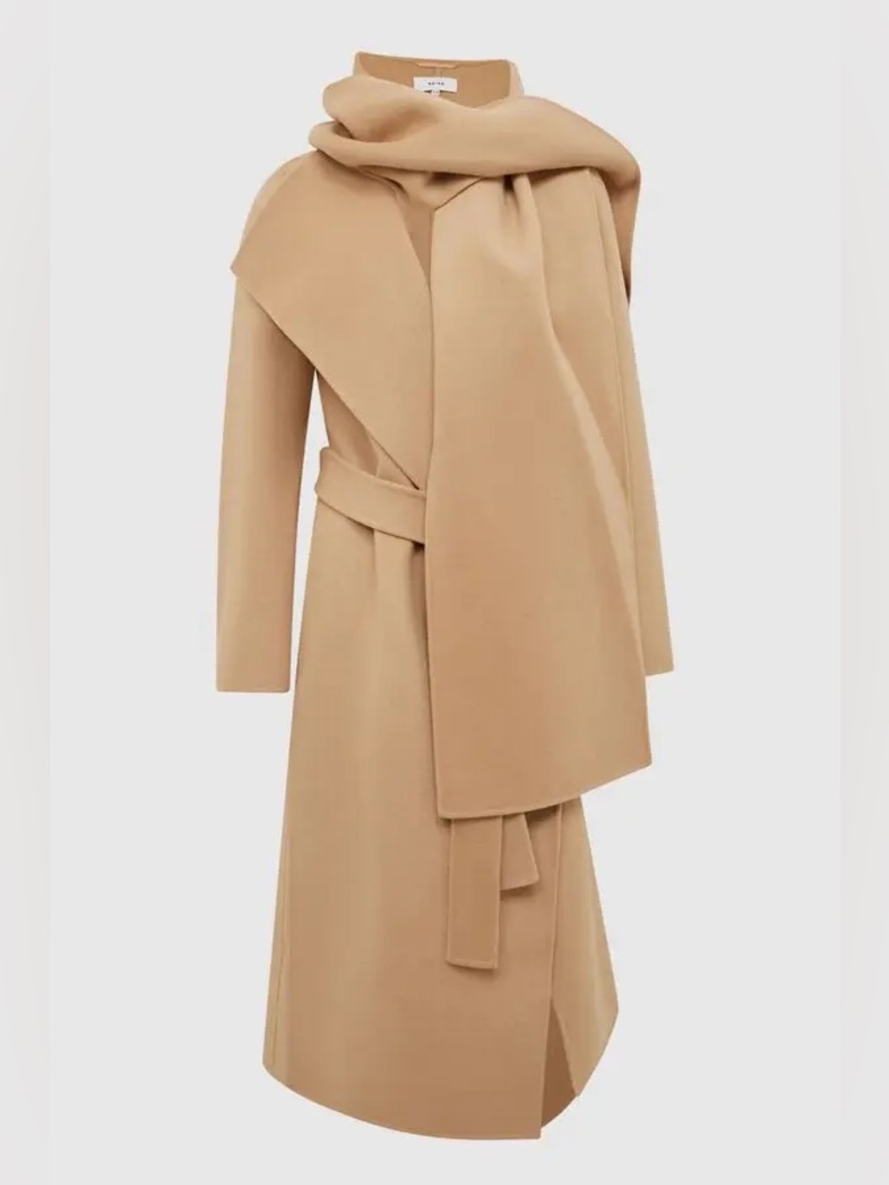 NWT REISS Valentina Scarf Coat Belted Jacket, Camel, US Size 4 - Picture 3 of 7